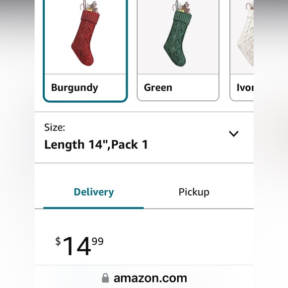 6 New 14 inch Knit Sweater Stockings in Burgundy, Green, and Ivory - Picture 4 of 4